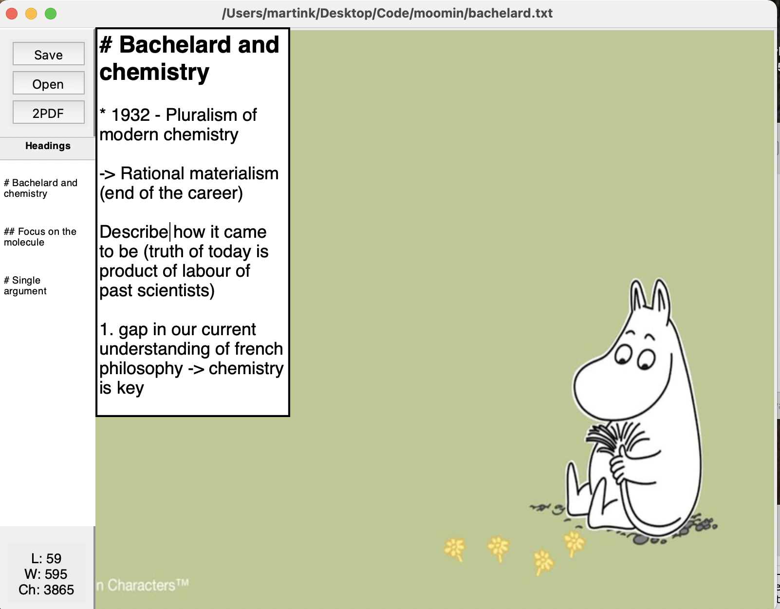 Mumínkovský editor v zeleném provedení